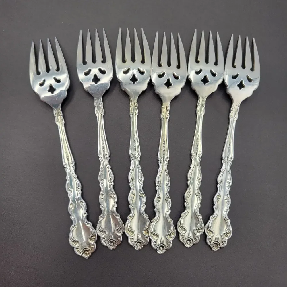 ONEIDA Community Beethoven Silverplate Baroque Salad Fork Vintage Set 6